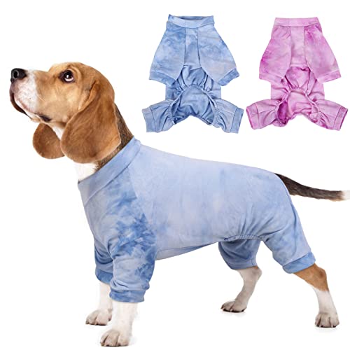 Hjumarayan Hunde Pyjama, Schlafanzug Hund OP Body Hund Stretch Body für Hund nach OP mit Beinen, Hundebody nach Kastration Rüde Hunde Body Operation Hündin, Blau M von Hjumarayan