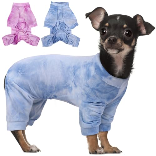 Hjumarayan Hunde Pyjama, Schlafanzug Hund OP Body Hund Stretch Body für Hund nach OP mit Beinen, Hundebody nach Kastration Rüde Hunde Body Operation Hündin, Blau XXS von Hjumarayan