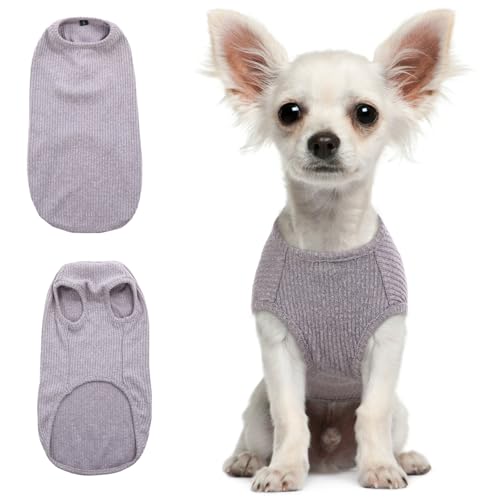 Hjumarayan Hundepullover Kleine Hunde - Dünn Hunde Pullover Waschbar Hundepulli Elastisch Pullover Hund Gestreifte Hunde Shirt Hunde Pullis für Chihuahua Yorkshire Terrier (Grau XS) von Hjumarayan