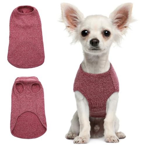 Hjumarayan Hundepullover Kleine Hunde - Dünn Hunde Pullover Waschbar Hundepulli Elastisch Pullover Hund Gestreifte Hunde Shirt Hunde Pullis für Chihuahua Yorkshire Terrier (Rot XXS) von Hjumarayan