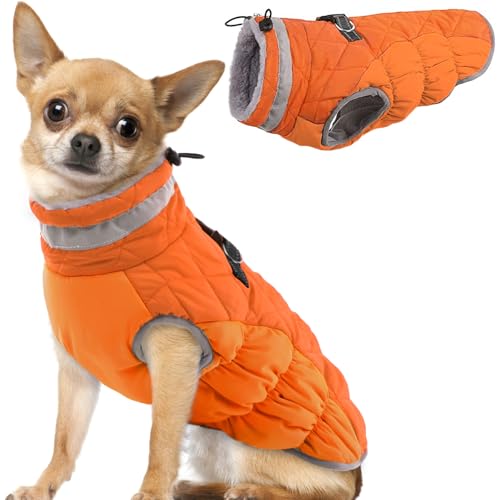 Hjumarayan Hundemantel für Kleine Mittelgroße Grosse Hunde, Hundemantel Winter Warme Hundejacke Wintermantel Hund Wasserdicht Hunde Mantel Gefüttert, Chihuahua Kleidung Winter (Orange S) von Hjumarayan