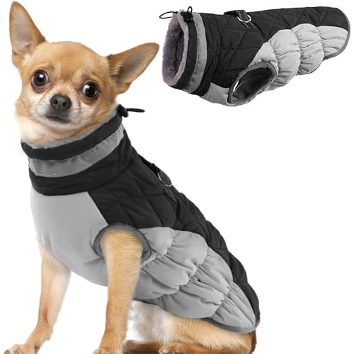 Hjumarayan Hundemantel für Kleine Mittelgroße Grosse Hunde, Hundemantel Winter Warme Hundejacke Wintermantel Hund Wasserdicht Hunde Mantel Gefüttert, Chihuahua Kleidung Winter (Schwarz S) von Hjumarayan