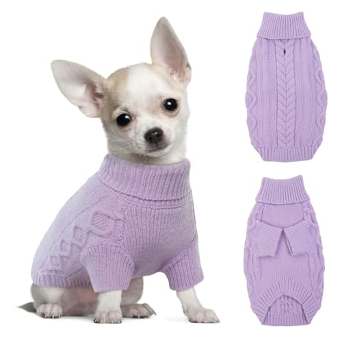 Hjumarayan Hundepullover Kleine Hunde - Schlicht & Elegant Hunde Pullover Warm Hundepullover mit Geschirrloch Schöner Hundepulli mit Beinen Hunde Pullis für Chihuahua (Lila XS) von Hjumarayan