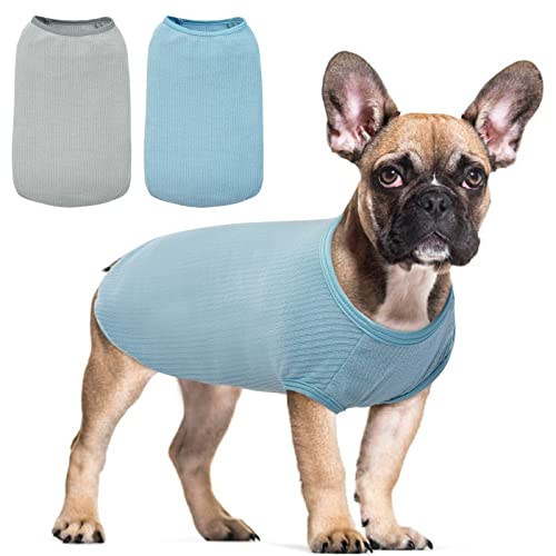 2er Pack Hundekleidung, Hundepullover, Hundehemd für kleine Hunde Katzen, Cotton Hundekleidung Einfarbige Hunde T-Shirts Kleidung,Weiches und Luftdurchlässiges Chihuahua Kleidung,Shirt für Hunde groß von Hjyokuso