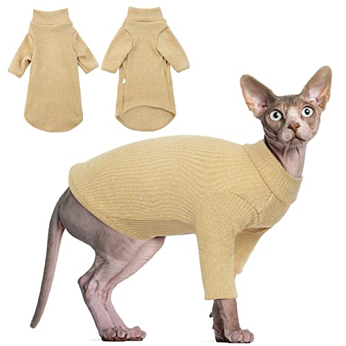 Haarlose Katzen-Weste Rollkragenpullover, atmungsaktiv, entzückende Katzenbekleidung, Pullover Kätzchen-T-Shirts mit Ärmeln, Katzen-Pyjama Jumpsuit für Sphynx, Cornish Rex, Devon Rex, Peterbalg von Hjyokuso