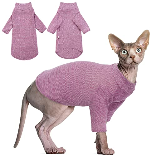 Haarlose Katzen-Weste Rollkragenpullover, atmungsaktiv, entzückende Katzenbekleidung, Pullover Kätzchen-T-Shirts mit Ärmeln, Katzen-Pyjama Jumpsuit für Sphynx, Cornish Rex, Devon Rex, Peterbalg von Hjyokuso