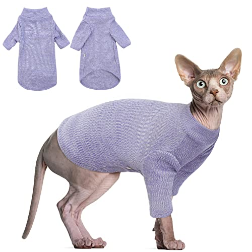 Haarlose Katzen-Weste Rollkragenpullover, atmungsaktiv, entzückende Katzenbekleidung, Pullover Kätzchen-T-Shirts mit Ärmeln, Katzen-Pyjama Jumpsuit für Sphynx, Cornish Rex, Devon Rex, Peterbalg von Hjyokuso