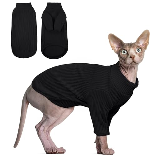 Haarlose Katzen-Weste Rollkragenpullover, atmungsaktiv, entzückende Katzenbekleidung, Pullover Kätzchen-T-Shirts mit Ärmeln, Katzen-Pyjama Jumpsuit für Sphynx, Cornish Rex, Devon Rex, Peterbalg von Hjyokuso