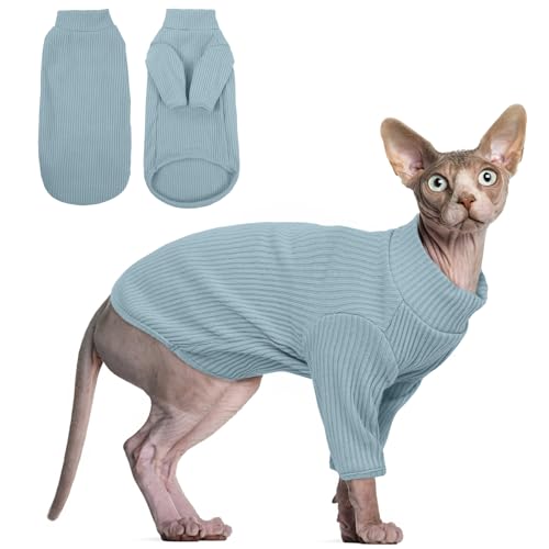 Haarlose Katzen-Weste Rollkragenpullover, atmungsaktiv, entzückende Katzenbekleidung, Pullover Kätzchen-T-Shirts mit Ärmeln, Katzen-Pyjama Jumpsuit für Sphynx, Cornish Rex, Devon Rex, Peterbalg von Hjyokuso