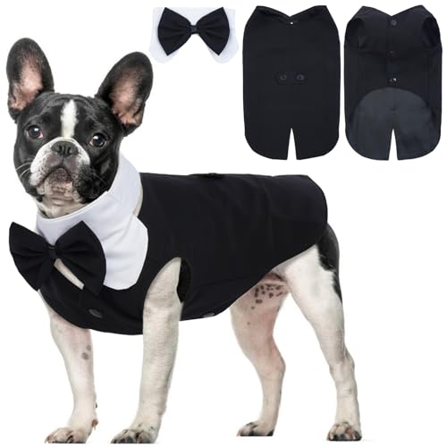 Hjyokuso Hundekostüm, Hundekostüm Halloween, Hundekostüm Für Hochzeit, Weihnachtskostüm Für Mittelgroße Hunde, Hund Hochzeit Outfit Mit Fliege, Hundekleidung Für Hochzeit Geburtstage Rüde -Schwarz M von Hjyokuso