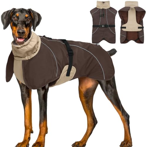 Hjyokuso Hundemantel, Hundejacke Für Grosse Hunde, Wintermantel Hund Mit Weichem Fleecefutter, Hunde Wintermantel Wasserdicht, Winterjacke Hund, Regenmantel Hund, Winterjacken Wintermäntel Für Hunde von Hjyokuso