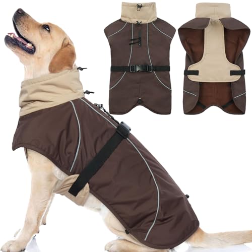 Hjyokuso Hundemantel, Hundejacke Für Grosse Hunde, Wintermantel Hund Mit Weichem Fleecefutter, Hunde Wintermantel Wasserdicht, Winterjacke Hund, Regenmantel Hund, Winterjacken Wintermäntel Für Hunde von Hjyokuso