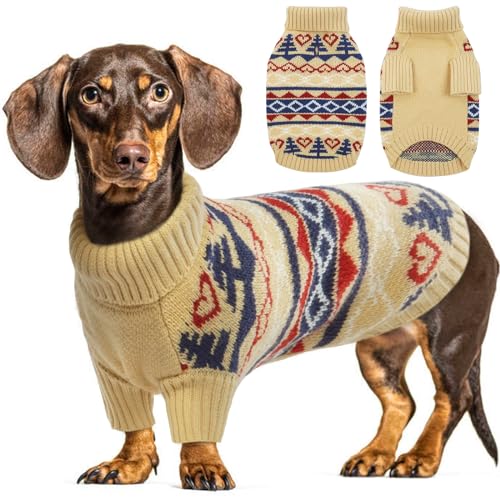 Hjyokuso Hundepullover Weihnachtspullover, Sweater für Hunde, Hund Katze Weiche Strickwaren Pullover Kleidung, Haustier Pullover Rollkragen, Winter Warme Hundemantel Pullover Jacke von Hjyokuso