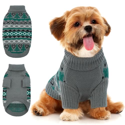 Hjyokuso Hundepullover Weihnachtspullover, Sweater für Hunde, Hund Katze Weiche Strickwaren Pullover Kleidung, Haustier Pullover Rollkragen, Winter Warme Hundemantel Pullover Jacke von Hjyokuso