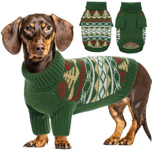 Hjyokuso Hundepullover Weihnachtspullover, Sweater für Hunde, Hund Katze Weiche Strickwaren Pullover Kleidung, Haustier Pullover Rollkragen, Winter Warme Hundemantel Pullover Jacke von Hjyokuso