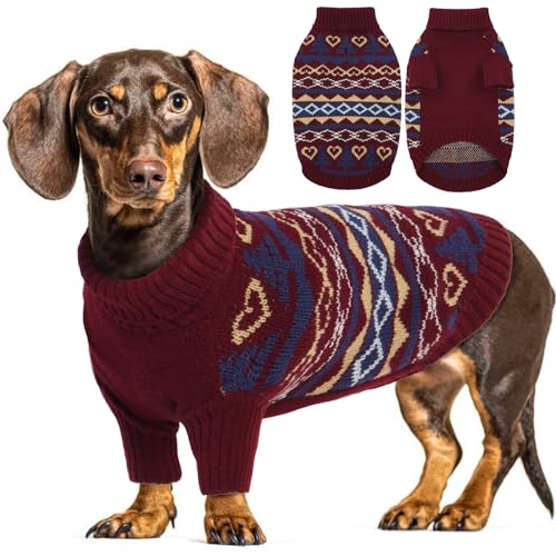 Hjyokuso Hundepullover Weihnachtspullover, Sweater für Hunde, Hund Katze Weiche Strickwaren Pullover Kleidung, Haustier Pullover Rollkragen, Winter Warme Hundemantel Pullover Jacke von Hjyokuso