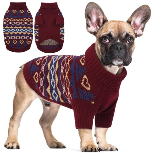 Hjyokuso Hundepullover Weihnachtspullover, Sweater für Hunde, Hund Katze Weiche Strickwaren Pullover Kleidung, Haustier Pullover Rollkragen, Winter Warme Hundemantel Pullover Jacke von Hjyokuso