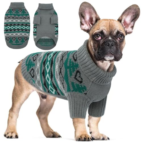 Hjyokuso Hundepullover Weihnachtspullover, Sweater für Hunde, Hund Katze Weiche Strickwaren Pullover Kleidung, Haustier Pullover Rollkragen, Winter Warme Hundemantel Pullover Jacke von Hjyokuso