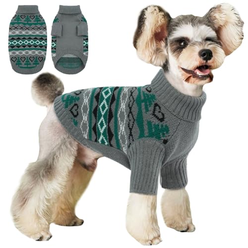 Hjyokuso Hundepullover Weihnachtspullover, Sweater für Hunde, Hund Katze Weiche Strickwaren Pullover Kleidung, Haustier Pullover Rollkragen, Winter Warme Hundemantel Pullover Jacke von Hjyokuso