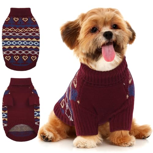 Hjyokuso Hundepullover Weihnachtspullover, Sweater für Hunde, Hund Katze Weiche Strickwaren Pullover Kleidung, Haustier Pullover Rollkragen, Winter Warme Hundemantel Pullover Jacke von Hjyokuso