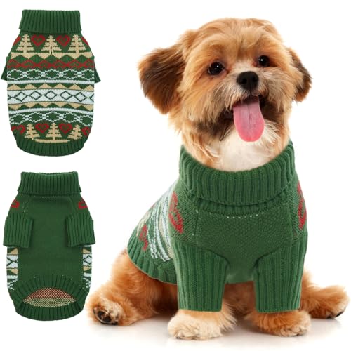 Hjyokuso Hundepullover Weihnachtspullover, Sweater für Hunde, Hund Katze Weiche Strickwaren Pullover Kleidung, Haustier Pullover Rollkragen, Winter Warme Hundemantel Pullover Jacke von Hjyokuso