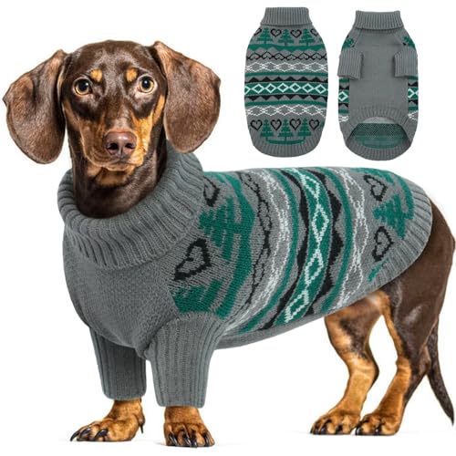 Hjyokuso Hundepullover Weihnachtspullover, Sweater für Hunde, Hund Katze Weiche Strickwaren Pullover Kleidung, Haustier Pullover Rollkragen, Winter Warme Hundemantel Pullover Jacke von Hjyokuso