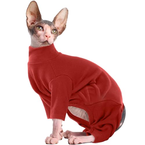 Hjyokuso Sphynx Katzen Kleidung, Katzenpullover, Atmungsaktive Weiche Pullover FüR Katzen, Katzenmantel Warm, Katzenbekleidung mit Vier Beinen, Katzen-Shirt für Sphynx,Cornish Rex,Devon Rex,Peterbald von Hjyokuso