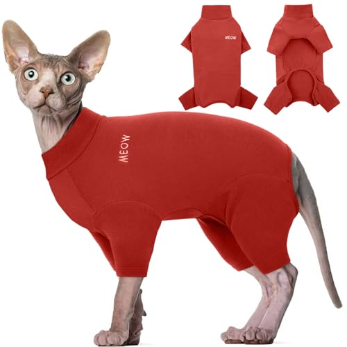 Hjyokuso Sphynx Katzen Kleidung, Katzenpullover, Atmungsaktive Weiche Pullover FüR Katzen, Katzenmantel Warm, Katzenbekleidung mit Vier Beinen, Katzen-Shirt für Sphynx,Cornish Rex,Devon Rex,Peterbald von Hjyokuso