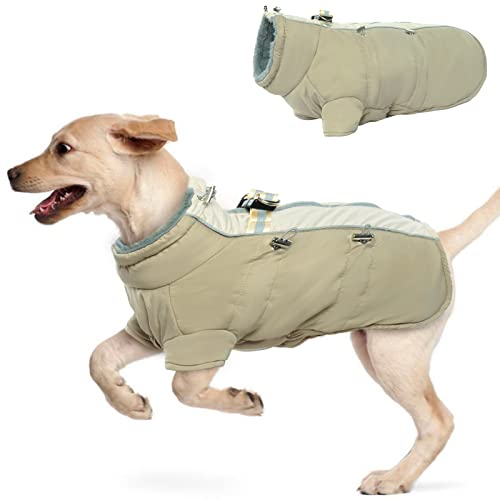 Hjyokuso Wasserdichter Hundemantel Winter Warme Jacke, Hundejacken für kleine Mittel Große Hunde, Hundepullover, Winddichte Wintermantel Hund mit Reflektierender Streifen und Reißverschluss XL von Hjyokuso