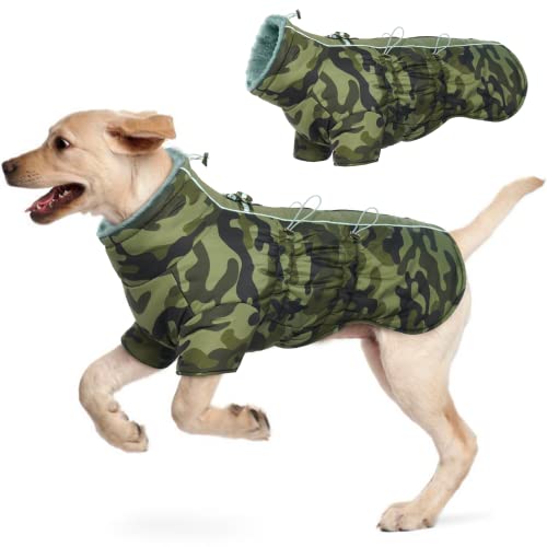 Hjyokuso Wasserdichter Hundemantel Winter Warme Jacke, Hundejacken für kleine Mittel Große Hunde, Hundepullover, Winddichte Wintermantel Hund mit Reflektierender Streifen und Reißverschluss XXXL von Hjyokuso