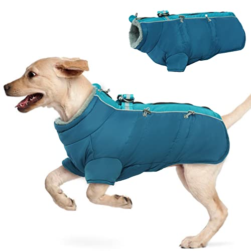 Hjyokuso Wasserdichter Hundemantel Winter Warme Jacke, Hundejacken für kleine Mittel Große Hunde, Hundepullover, Winddichte Wintermantel Hund mit Reflektierender Streifen und Reißverschluss XXXL von Hjyokuso