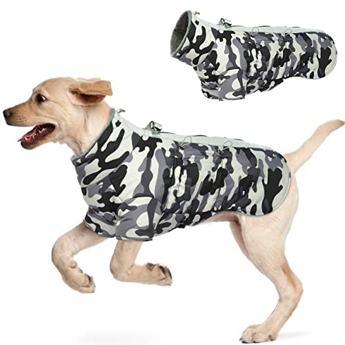 Hjyokuso Wasserdichter Hundemantel Winter Warme Jacke, Hundejacken für kleine Mittel Große Hunde, Hundepullover, Winddichte Wintermantel Hund mit Reflektierender Streifen und Reißverschluss XXL von Hjyokuso