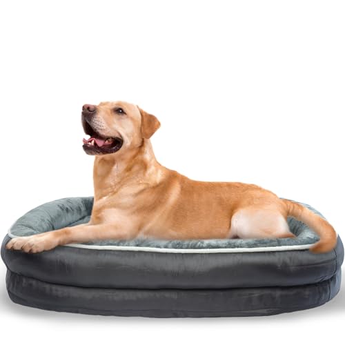 Hjyokuso XL Hundebett, orthopädische Hundebetten mit waschbarem, abnehmbarem Flanell-Bezug mit Reißverschluss, Hundesofa mit rutschfester Unterseite, erhöhtes Hundebett, Katzensofa, Betten für Hunde, von Hjyokuso