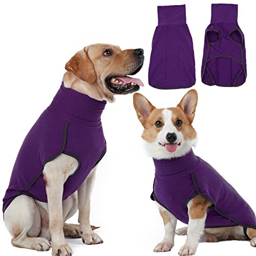 Hjyokuso hundepullover, hundemantel Fleece, Pullover Hund, Hunde Pullover für kleine mittelgroße große Hund, Warmer und Leichter hundepulli, wintermantel Hund, Outdoor hundemantel,hundejacke -Lila von Hjyokuso