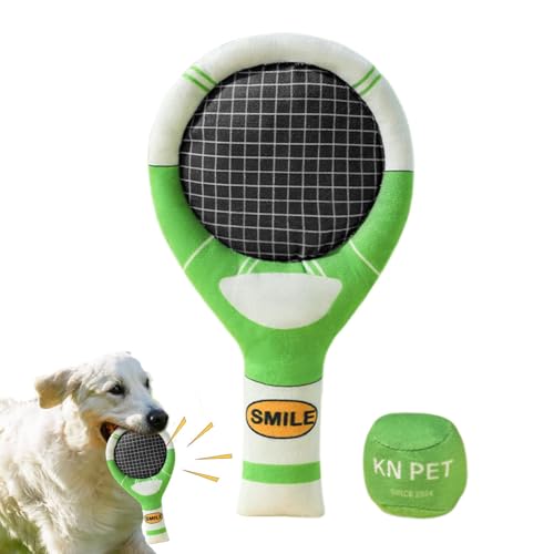 Hlagmix Gefüllte Kauspielzeuge für Hunde, Plüsch-Kauspielzeuge für Innenhunde | Kauspielzeug für Hunde, gefüllte Quietschspielzeuge,Interaktives Crinkle-Haustierzubehör, Tennisschläger, niedliches von Hlagmix