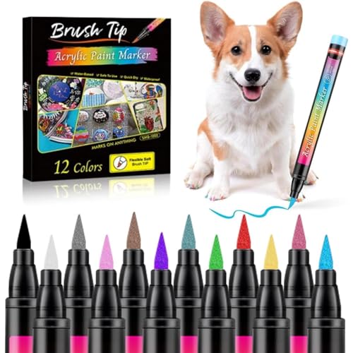 Hlagmix Katzen-Nagellack,Hunde-Nagellack-Set,Hunde-Nagellackstifte mit weicher Spitze | 12 Farben benutzerfreundliches Nagellack-Set, Katzen-Nagellack-Set für Pferde, Kaninchen von Hlagmix