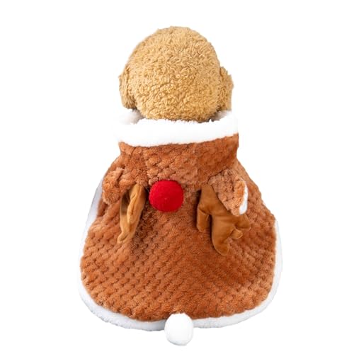 Hlagmix Weihnachtskleidung für Haustiere, Weihnachtsumhang für Hunde,Warmer Winter mit Hut-Weihnachtskleidung für mittelgroße Haustiere - Rentier Wintermäntel Urlaub Hund Cosplay Outfit Lustige von Hlagmix