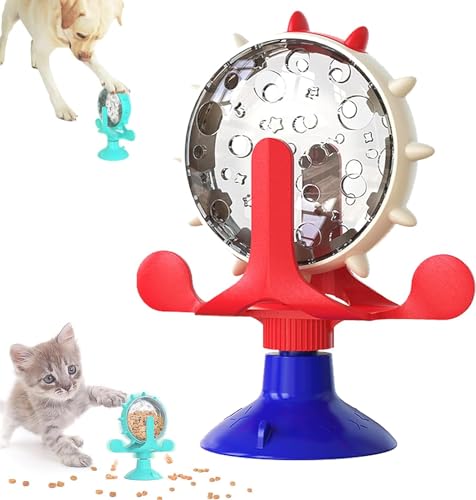 Hliloy Riesenrad Leckerli-Spielzeug, Katze Hund Puzzle Leaky Toys, Interaktives Katzenspielzeug Slow Feeder, Lustiges Katzenspielzeug Pet Treats Anreicherung Spielzeug, Katzenfutter Leckerlis Spender von Hliloy