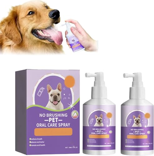 Hliloy Sofenthiss Zahnreinigungsspray für Hunde und Katzen, 2024 Neues Pet Clean Teeth Spray, Pet Oral Spray Clean Teeth, No Brushing Pet Oral Care Spray, Pet Breath Freshener Spray (2 Stück) von Hliloy