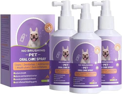 Hliloy Sofenthiss Zahnreinigungsspray für Hunde und Katzen, 2024 Neues Pet Clean Teeth Spray, Pet Oral Spray Clean Teeth, No Brushing Pet Oral Care Spray, Pet Breath Freshener Spray (3PC) von Hliloy