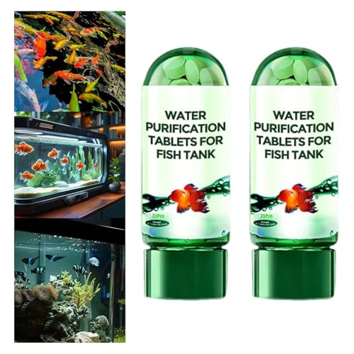 Leistungsstarke Wasserreinigungstablette für Aquarien, Wasserreinigungstabletten für Aquarien, ungiftige und schnelle Wasserreinigung, Aquarium-Entferner (2) von Hliloy