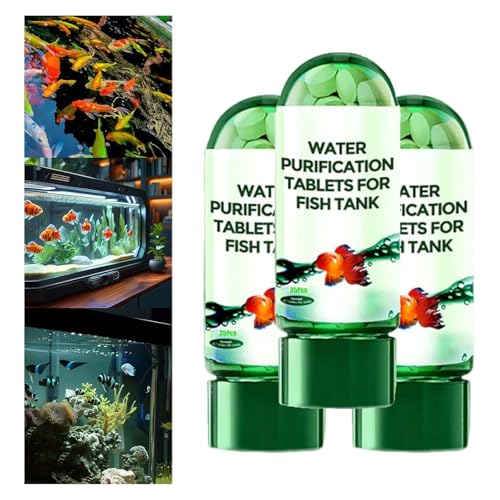 Leistungsstarke Wasserreinigungstablette für Aquarien, Wasserreinigungstabletten für Aquarien, ungiftige und schnelle Wasserreinigung, Aquarium-Entferner (3) von Hliloy