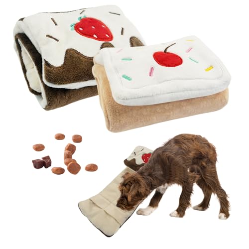 Hlimior Interaktives Hundespielzeug, Schnüffelspielzeug, Hundegeburtstagskuchenrollen-Spielzeug, eine Erdbeere und eine Kirsche, langsames Füttern, Versteckspielzeug für kleine und mittelgroße Hunde von Hlimior