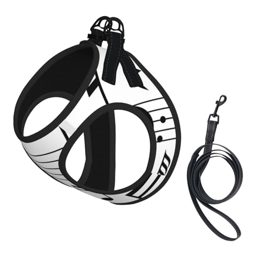 Schwarze Musiknoten-Tonleitern, Haustiergeschirr, Verstellbares reflektierendes Hundegeschirr, Haustierleinenweste,M Schwarze Musiknoten-Tonleitern, Haustiergeschirr, Verstellbares reflektierendes Hundegeschirr, Haustierleinenweste,M von Hnnkloy