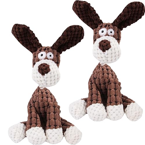 2PC Robustplush – Unsterbliches Quietsch-Plüschtier für Aggressive Kauer, lmmortal Hundespielzeug, langlebiges Stofftier-Plüsch-Kauspielzeug, Spielzeug mit Quietschern, Indestructible Dog Toy (Kaffee) von HoGeGe