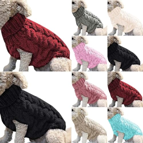 Hunde Pullover Hunde Rollkragen Strickpullover Winter Warme Hundepullover Hundepyjama Haustier Pullover Hundepulli Einfarbig Haustierkleidung FüR Kleine MittelgroßE Hunde Und Katze (L, Grau) von HoGeGe