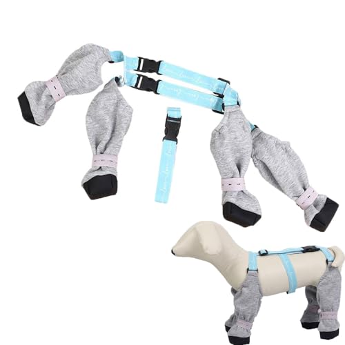 Hundeschuhe, Pfotenschutz Hundestiefel, Hundepfoten-Stiefel-Leggings, Hosenträgerstiefel für Hunde, Hundestiefel Wasserdicht, wasserdichte Leggings Hundeschuhe für Pfotenschutz (L, Grau) von HoGeGe