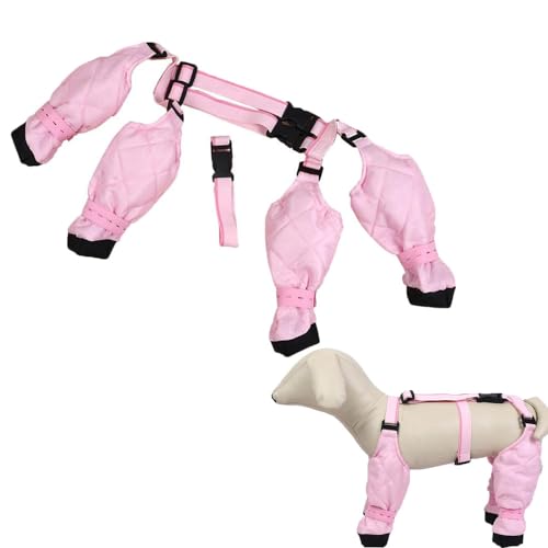 Hundeschuhe, Pfotenschutz Hundestiefel, Hundepfoten-Stiefel-Leggings, Hosenträgerstiefel für Hunde, Hundestiefel Wasserdicht, wasserdichte Leggings Hundeschuhe für Pfotenschutz (L, Rosa) von HoGeGe