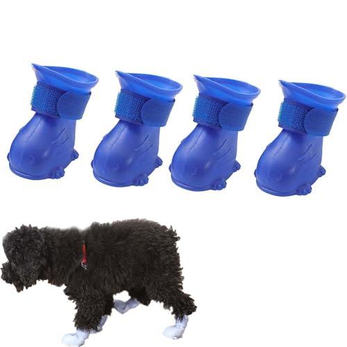 Wasserabweisende Hundeschuhe, Anti-Rutsch Hundesocken, Hundestiefel Pfotenschutz, Schneestiefel für Haustiere, Hundeschuhe Outdoor, für kleine, Mittlere und Große Hunde Winter (Blau) von HoGeGe