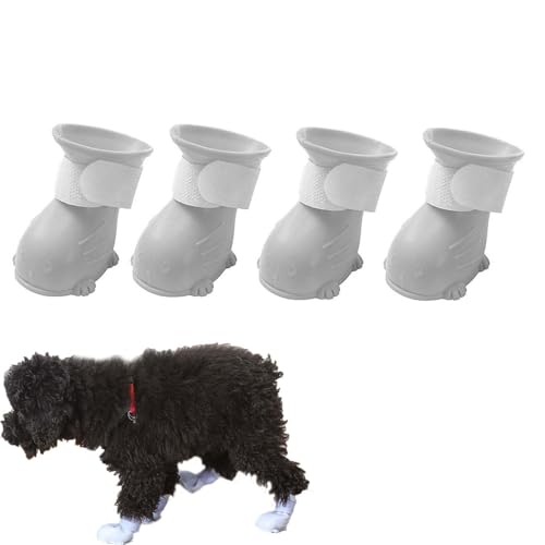 Wasserabweisende Hundeschuhe, Anti-Rutsch Hundesocken, Hundestiefel Pfotenschutz, Schneestiefel für Haustiere, Hundeschuhe Outdoor, für kleine, Mittlere und Große Hunde Winter (Grau) von HoGeGe